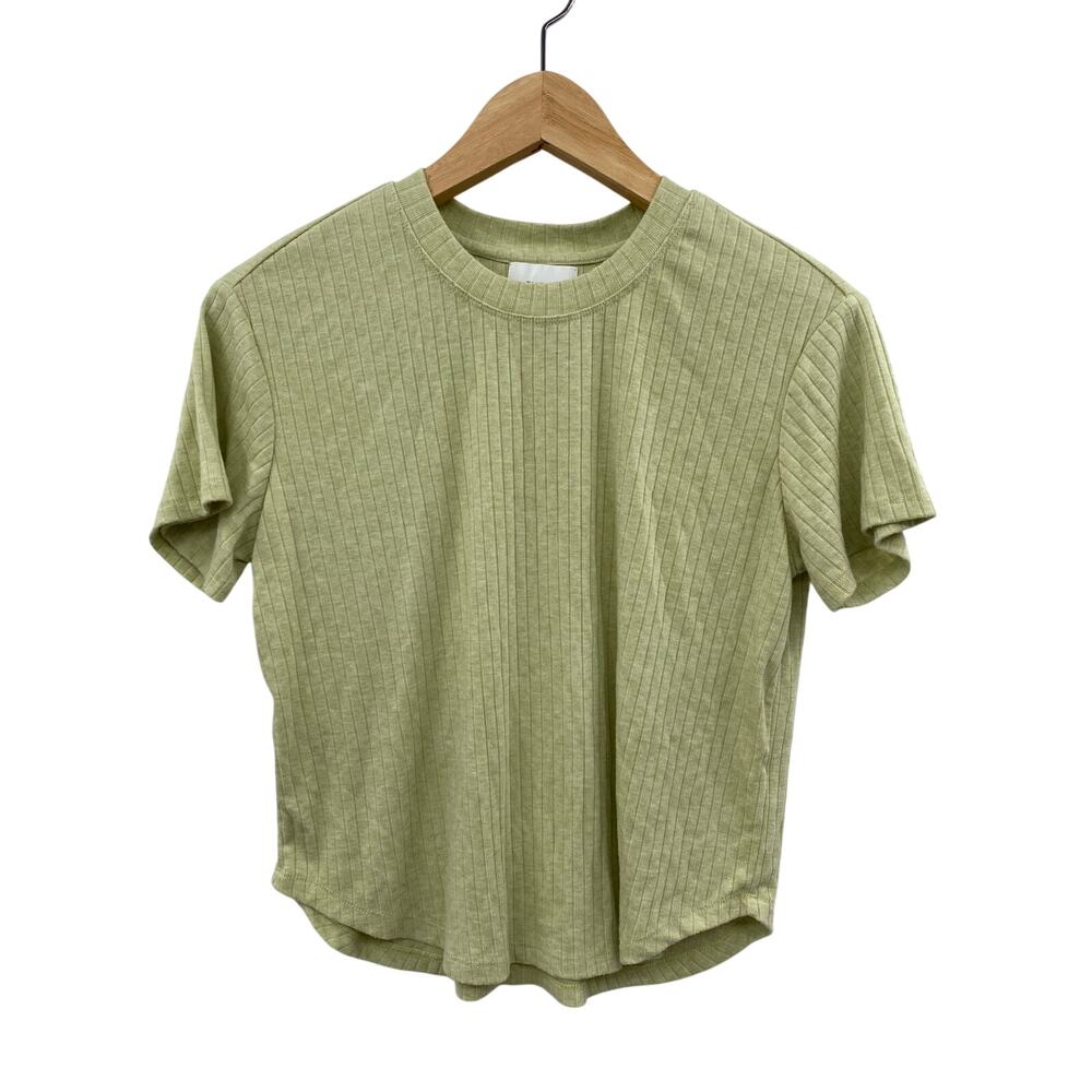 Things Between Green ribbed tee shirt